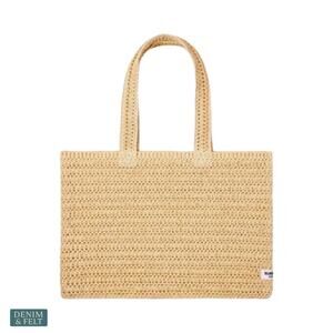 NEW Burberry Goddess Natural Straw Crochet Tote Bag Beach Summer Boho Resort